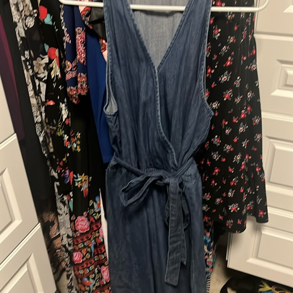 Jean wrap dress with tie belt